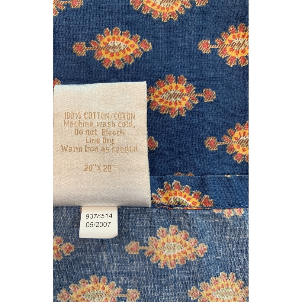 VTG William Sonoma Napkins Blue Red Yellow Ikat Tree 20" x 20" Set of 8 - Picture 4 of 5